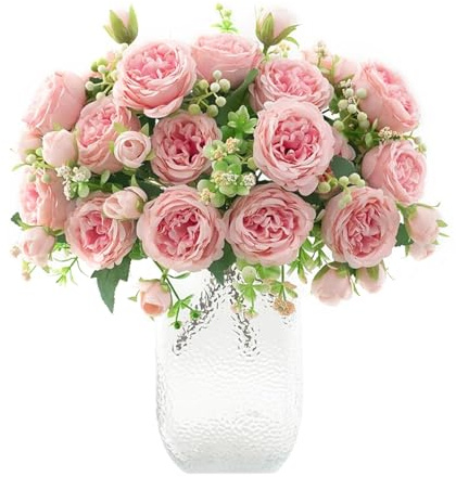 VAIGU:OA 4 Bündel Pfingstrosen Künstliche Blumen, Rosa Kunstblumen Seidenblumen Pfingstrosen Blumenstrauß, künstlicher blumenstrauss für Hochzeit Partei Tischdekoration Blumenarrangement Heim Dekor