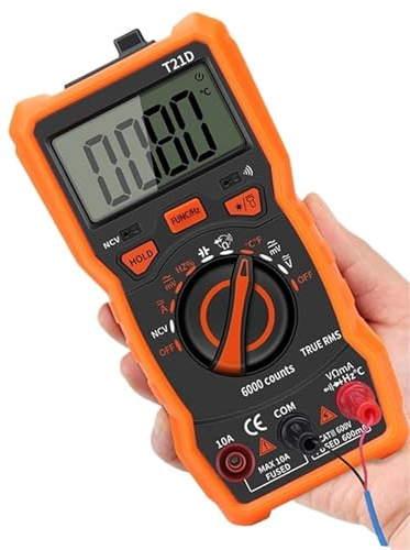 1 pz T21E Multimetro Tester Multimetro digitale 6000 conteggi Auto Range AC/DC Tensione Temperatura Misurazione(T21D)