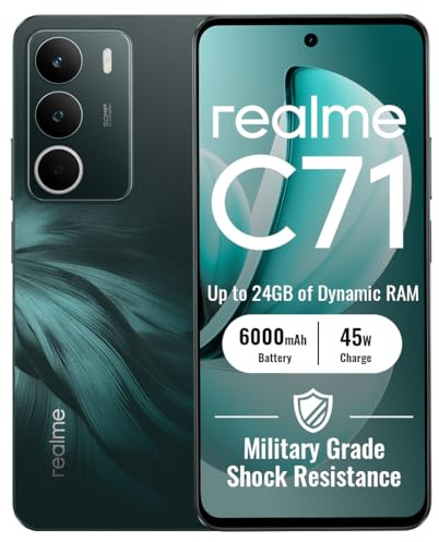 realme C71 Smartphone 6+128GB, Green | 6000mAh Battery, 45W Fast Charging, 6.67 Inch Display, 120Hz Refresh Rate, 50MP Camera, Powerful 8 Core Processor, IP54