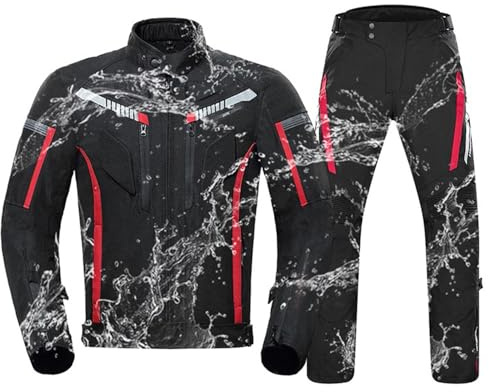BDXZJ Motorrad Kombi Herren 2Teilig Mit Protektoren Motorrad Jacke Herren Motorrad Bekleidung Mit Reflektierend, Wasserdicht, Winddicht Motorradbekleidung Schutzjacken B,L
