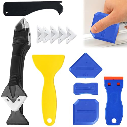 Silikonentferner Set 3 in 1, Professionelles Silikonentferner Werkzeug mit 5 Pads & Fugenschaber, Effektiver Silikonfugen Entferner für Bad & Küche, Hochwertiger Silikon Abzieher