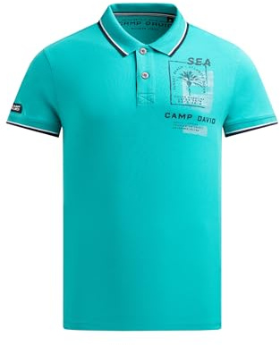 Camp David Herren Kurzarmpolo mit Rücken-Print