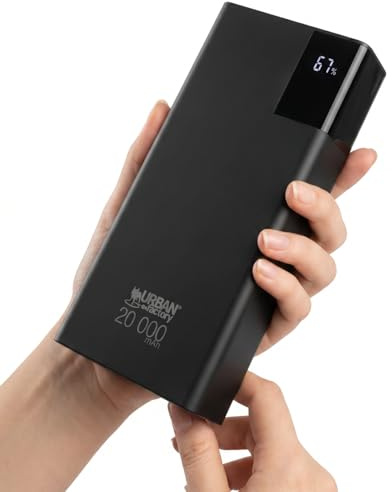 Urban Factory BIGEE Powerbank 5000mAh USB-C & USB-A – Batterie Externe Compacte avec Écran LED, Charge Rapide 2.4A, Smartphone Tablette Accessoires