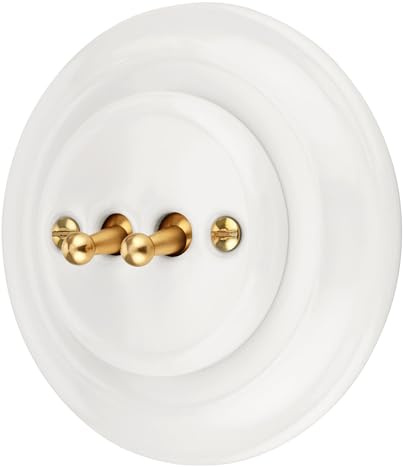 Unterputz Porzellan Retro Toggle Brass Doppelschalter, All-in-One, Serie PR1 weiß