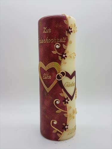 Kerze Perlenhochzeit 30 mit Namen & Datum PH-02