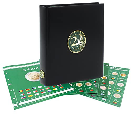 SAFE 7341-B1 (2004–2010) Premium-Münzenalbum „2 Euro“ – Exklusives Sammelalbum für europäische Gedenkmünzen – Mit Vordruck- & Münzblättern – Erweiterbar – Hochwertiger schwarzer Einband