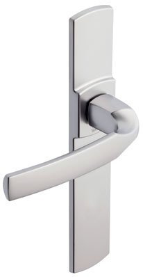 Vachette Ensemble de Poignée de Porte sur Plaque ARTIS - Version Clé I pour Porte d'Entrée, Cave, Abris de Jardin à Cylindre - Entraxe 195 mm - en Zamak Résistant - Garantie 10 Ans - Chrome Velours