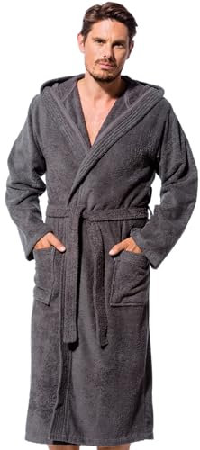 Morgenstern Peignoir de Bain Homme Eponge Capuche Long Bleu foncé Taille S