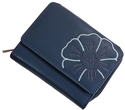 GoBago Leder Geldbörse Portemonnaie Geldbeutel Damenbörse (Jeans-Blue)