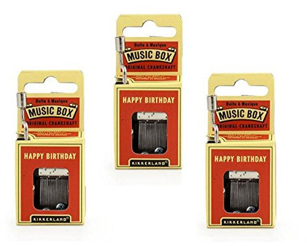 Kikkerland Happy Birthday Kurbel Musik Box Set von 3