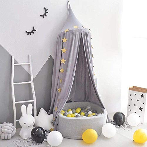 Little dove Betthimmel für Kinder/Babys, Baumwolle, Moskitonetz zum Aufhängen, Vorhang, Spiel- und Lesezelt für innen und außen, Bett-/Schlafzimmerdekoration, Insektenschutz, Höhe 240 cm (grau)