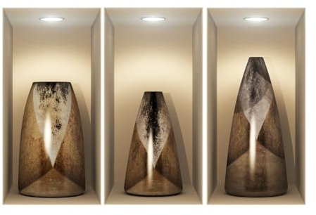 Sticker 3D Effekt | Wandaufkleber Holzvasen - Tapete Dekoration optische Täuschung Raum und Wohnzimmer | 30 x 90 cm