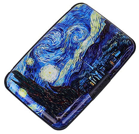 ELFISH RFID-blockierender Kreditkartenhalter, Aluminium, Brieftasche, Metall-Ausweisetui für Männer und Frauen, Mond sehen, small, RFID-Brieftasche