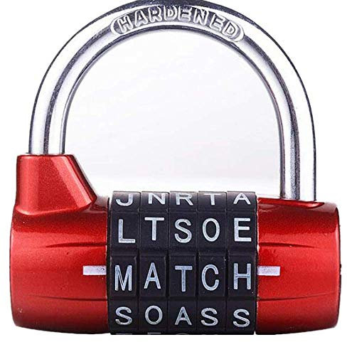 Gimnasio Locker Lock, Candado de Seguridad Robusto de 5 Letras con combinación de contrase?a (Rojo)