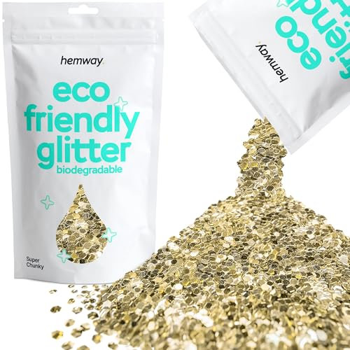Eco Friendly Biodegradable Glitter | Champagne Gold - Super Chunky 100g, Plant Based, Biodegradable Glitter for Craft, Face, Hair, Nail, Body and Festival - Hemway