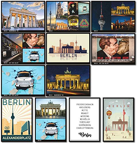 Berlin Postkarten 12-teiliges Set | verschiedene Motive | mehrfach beschichtet, designed in Berlin | Standart-Format A6