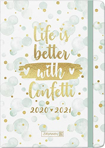 BRUNNEN 1072130091 „Confetti“, Wochenkalender/Schülerkalender 2020/2021, 2 Seiten = 1 Woche , Blattgröße 14,8 x 21 cm , A5 , Hardcover-Einband mit Textilüberzug