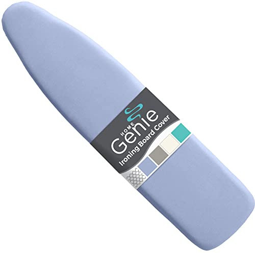 HOME GENIE Funda para tabla de planchar, revestimiento de silicona, acolchado resistente a las quemaduras de tamaño completo, borde elástico, fundas de almohadilla de hierro resistentes, tablas