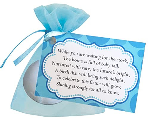 20 Pack | Baby Shower Candles | Neutral Yellow Green | Gift Present Favour (Blue)