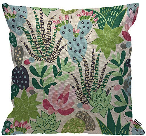 HGOD DESIGNS Kaktus-Kissenbezug, Sukkulenten und Kakteen, Wurfkissen, Heimdekoration für Männer/Frauen, Wohnzimmer, Schlafzimmer, Sofa, Stuhl, 45 x 45 cm