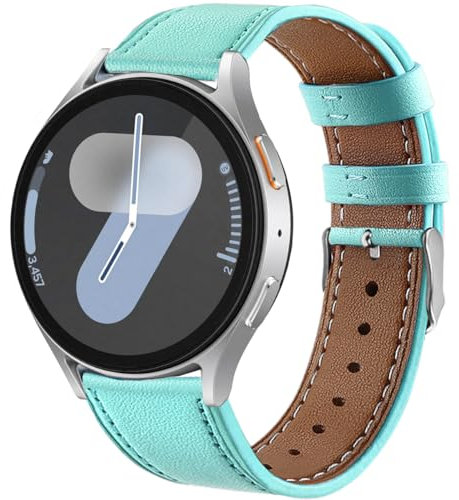 DEALELE Armband Kompatibel mit Samsung Galaxy Watch 7 / FE / 6/6 Classic / 5/5 Pro / 4/4 Classic / 3 41mm / Huawei GT2 42mm / GT3 42mm, 20mm Leder Ersatz Armbänder für Damen Herren, Hell blau