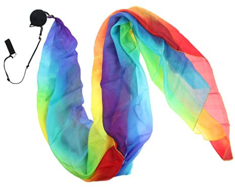 Colcolo Silk Voile Poi Bälle für Bauchtanz, Silk Banner, Regenbogen, 200 x 70cm
