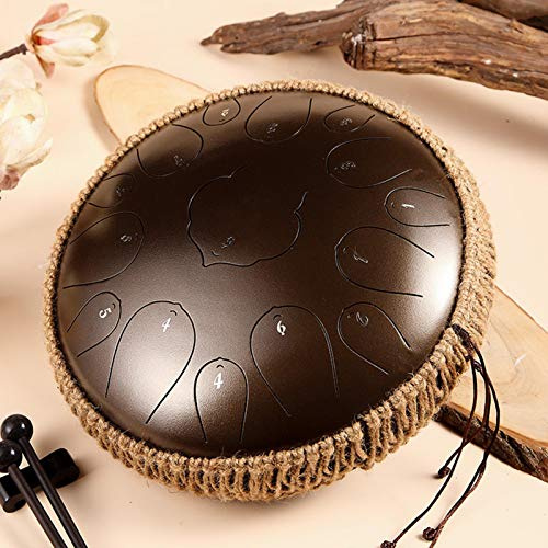 Thrivinger Steel Tongue Drum, 13 Zoll 15 Note Chakra Tank Drum, Percussion Instrument Lotus Hand Pan Drum, C-Key Handpan Drum mit Tasche, für Musikerziehung, Konzert, Geistheilung, Yoga