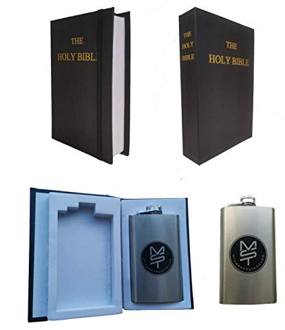 Neuheit Flachmann | Heilige Bibel mit 170 ml Flasche | Roter Zwerg fehlende erste Seite – Geheimfach