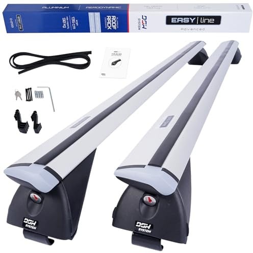 DGH SYSTEM Kompletter Aluminium-Dachträger Easy Line Advanced 135 cm kompatibel mit Mitsubishi Eclipse Cross ab 2017 mit geschlossener Dachreling, abschließbar, Nutzlast 90 kg