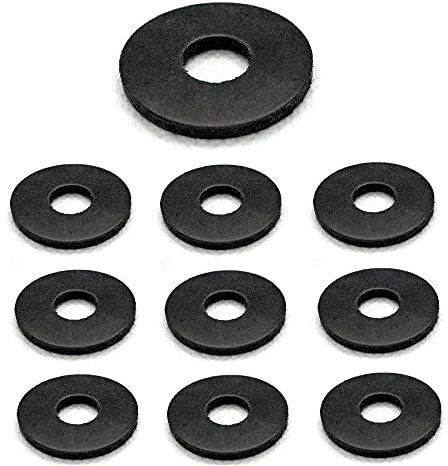 TERF® 10 rondelle in gomma nera M6 / 6 mm x 25 mm x 1,5 mm, diametro interno 6 mm (foro) x 25mm diametro esterno x 1,5 mm spessore