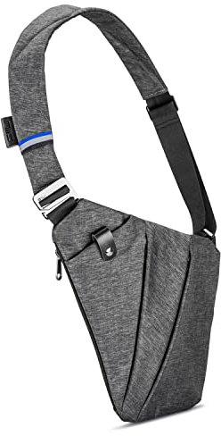 NIID FINO Herren Sling Crossbody Bag Leichte Flex Bag Wasserabweisend Anti-Diebstahl Brust Schulter Rucksack für Reisen, Grau (rechte Hand), Right Hand