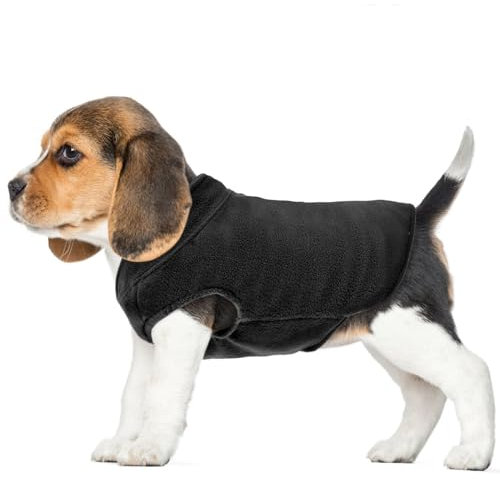 FUAMEY Hunde-Fleece-Weste, warmes Sweatshirt, Welpen, dehnbarer Pullover, Hunde-Rollkragenmantel, Hunde-Winterjacke mit Leinenloch, Hunde-Dackel-Pullover, Yorkie-Kleidung für kleine, schwarz, XXS