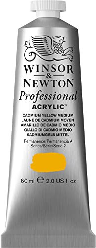 Winsor & Newton acrílico profesional Artist's - tubo de pintura acrílica de 60ml, color amarillo cadmio medio