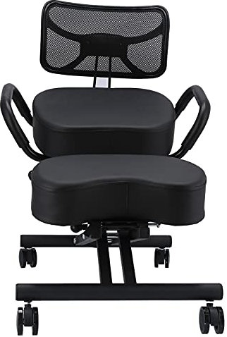 Ergonomischer Kniestuhl mit Rückenstütze, Verstellbarer Schreibtischstuhl für Zuhause und Büro Hausaufgaben Empfang Besprechungsraum