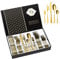 Aoeeppa Juego de Cubiertos Acero Inoxidable 30 Piezas, Cubertería de Mesa para 6 Personas, Pulido Espejo, Set Cubiertos con Cuchillo, Tenedor, Cuchara, Cucharilla, Tenedor Postre (Oro)