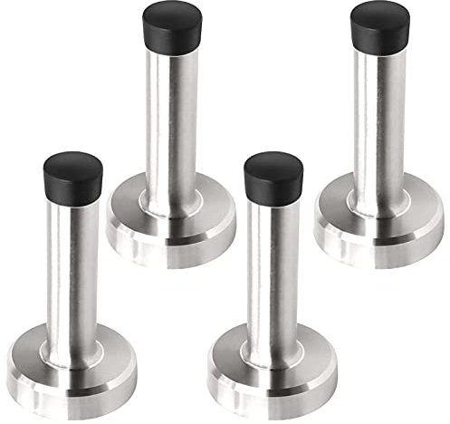 WWW Door Stop with Rubber Tips, Heavy Duty 304 Stainless Steel Door Stopper, 4 Pack Door Wedge Wall Mounted for Bedroom, Bathroom, Office, Kitchen, 3.15 inch