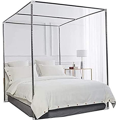 Cama Con Dosel Soporte para Mosquitera Cama de Cuatro Esquinas, Toldo de Acero Inoxidable Mosquitera Marco para Cama para Twin/Full/Queen/California King,16 Mm,Cama de 2 × 2,2 M (6,5 × 7,2 Pies)