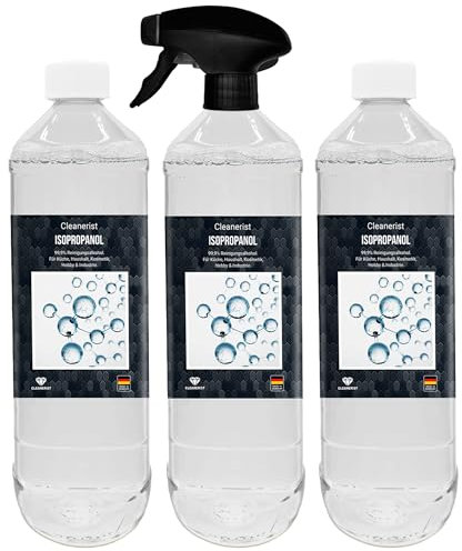 Cleanerist Isopropanol IPA 99,9% – Reinigungsalkohol | in der Sprühflasche | Hygienereiniger | Lösungsmittel & Fettlöser I 3x1 Liter