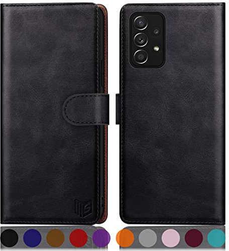 SUANPOT [RFID Schutz für Samsung Galaxy A53 5G Hülle PU Leder Handyhülle Lederhülle Klapphülle Kartenfach Flip Cover für Samsung A53 5G Handy hülle Leather Wallet Phone Case Schwarz