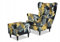 Family Meble Ohrensessel mit Hocker, Modell Print, Skandinavisch, Relaxsessel aus Webstoff, Loungesessel, Ohrensessel mit Hocker, Bequemer Sessel, Für Wohnzimmer, Esszimmer, Schlafzimmer, Dachte 13