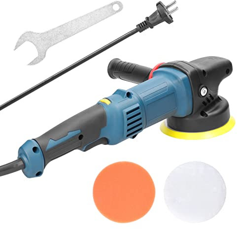 Aumotop 980 W Hand-Elektro-Exzenterschleifer 5-Zoll-Poliermaschine 125-mm-Scheibe Heim Haushalt Holzverarbeitung Möbel Auto-Poliermaschine 6 Variable Geschwindigkeiten DA-Polierer mit 2 Pads