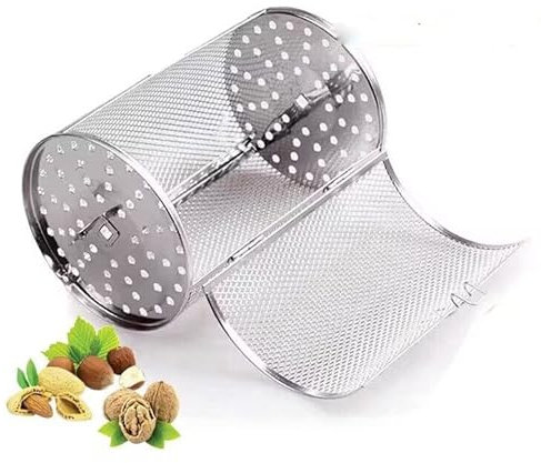 zalati Grillkorb aus Eisengeflecht zum Backen von Kaffeebohnen, Nuss, Ofen, BBQ, Grillkäfig, 14 x 23 cm