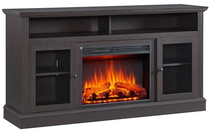 BALDERIA James Elektrokamin 1,50 m breit - Sideboardkamin, TV-Möbel mit 2-stufiger Heizung und einer Maximalleistung von 2000 W, realistischer 3D-Flammeneffekt, Fernbedienung, Timer - Dunkle Eiche