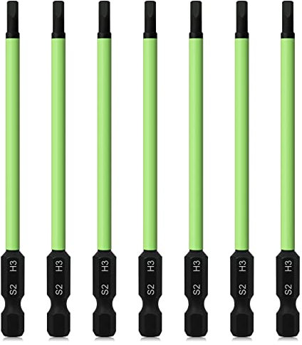 K Kwokker 7PCS 3MM Allen Wrench Drill Bits, 1/4 Inch Hex Shank Hex Screwdriver Bit Set, 100MM Long Allen Key Bit Set for Assembling Furniture