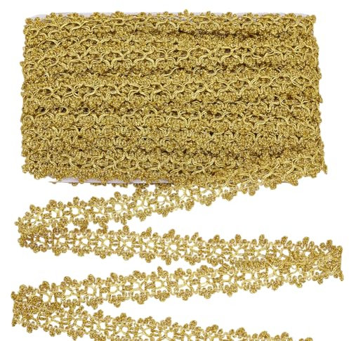FINGERINSPIRE 18m 26mm Metallic Braid Trim Gold Blumenform Spitzenband Verschönerung Spitzenborte Für Weihnachten Urlaub Dekoration Hochzeit DIY Kleidung Accessoires Schmuck Handwerk Nähen