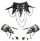 TSHAOUN 3 PCS steampunk necklace,gothic jewellery,Lace Necklace with Bracelet Set Lolita Retro Bracelet Wristband for Women,Punk Party Gothic Vintage Handmade,Halloween,Court Party (3 PCS)