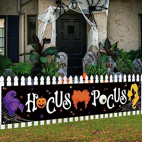Halloween Hocus Pocus Dekorationen Sanderson Sisters Zaun Banner Hocus Pocus Hexe Dekor Schwarz Halloween Dekorationen und Zubehör für Home Party