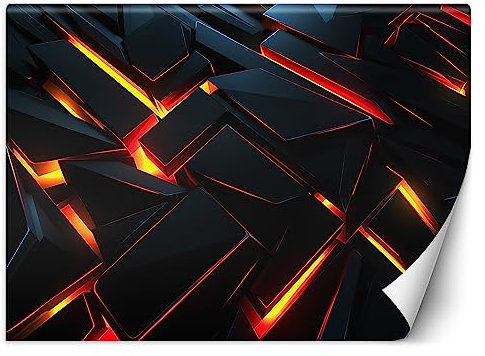 Feeby Papier Peint Intissé Néon Gamer Gaming 100x70 cm noir XXL Moderne Décoration Murale Tableaux Muraux Tapisserie Salon Chambre à coucher Adolescent Effet 3D