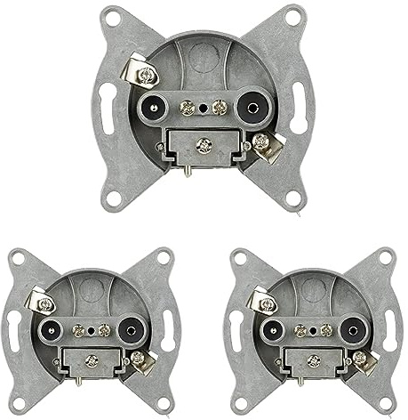 REV 0399630006 REV Technik, Antennendose (TV/RF), markenkompatibel mit Busch Jäger, Gira, Jung und Merten, Unterputz, silbern (Packung mit 3)