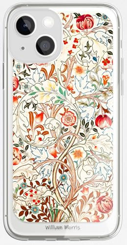 Berkin Arts Compatible with iPhone 13 Mini Case Clear TPU Transparent Cover Pink Intricate Ornamental Flourishes(Acanthus by William Morris)